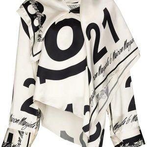 MM6 Maison Margiela Number-logo draped blouse